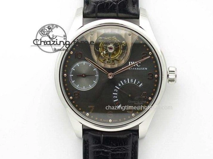 MIROTIME 0421 Portuguese IW5444 SS White Dial Blue Numbers On Blue Leather Strap A Modern 7258